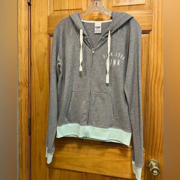 Victoria’s Secret PINK size M gray and seafoam zip up jacket - Picture 1 of 6